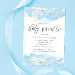 Blauer goldener Glitzer-Babysprinkett Einladung