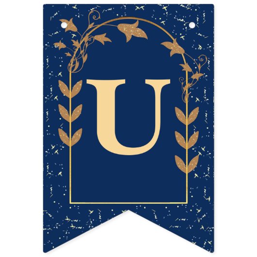 Blauer goldener Glitzer Unser Hochzeitstag Wimpelkette (Dritte Fahne)