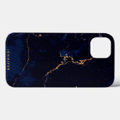 Blauer goldener Marmor Case-Mate iPhone Hülle (Rückseite (Horizontal))