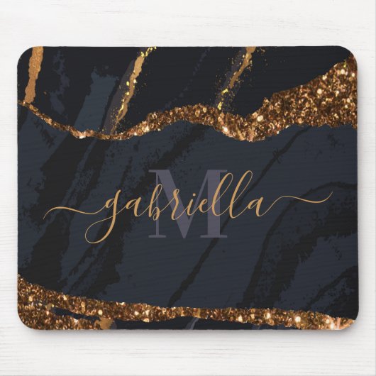 Blauer goldener Marmor Mousepad (Vorne)