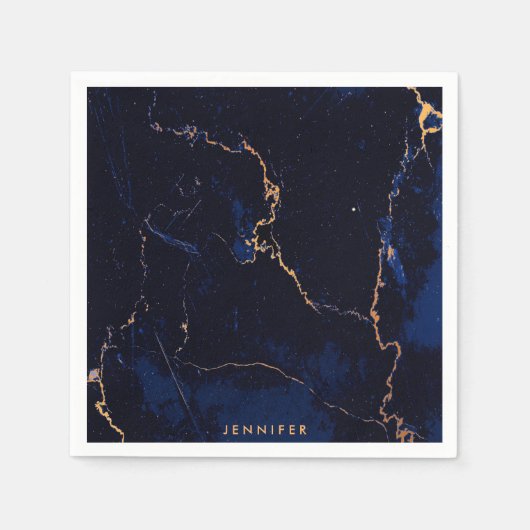 Blauer goldener Marmor Serviette (Vorderseite)