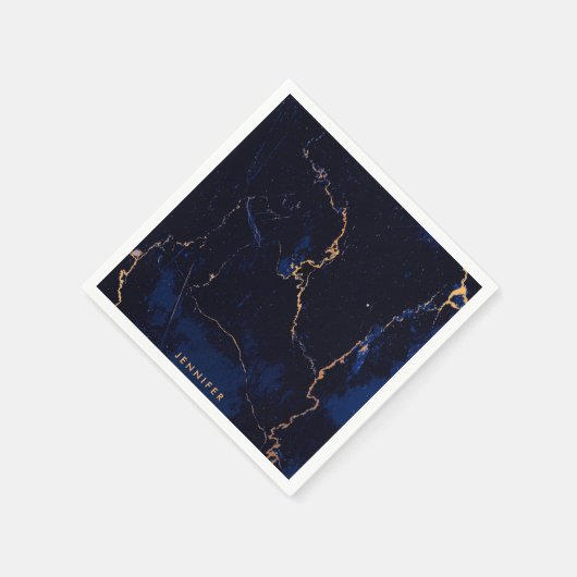 Blauer goldener Marmor Serviette (Ecke)