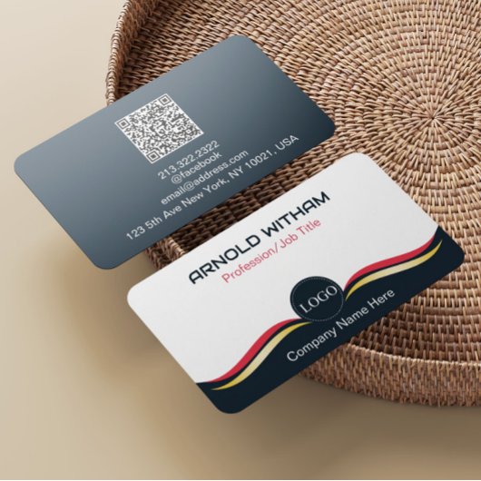 Blauer, Goldener, Rosa Moderner Professioneller QR Visitenkarte