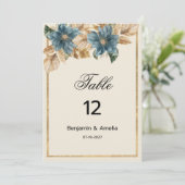 Blauer Goldfall aus Elfenbein Frühling Tischnummer (Stehend Vorderseite)