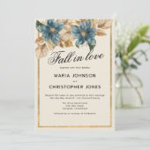 Blauer Goldfall Frühjahr Blütenfall in Liebe Hochz Einladung (Stehend Vorderseite)