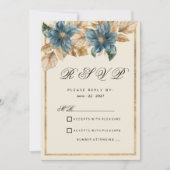 Blauer Goldfall von Elfenbein Blütenblütenblütenbl Einladung (Vorderseite)