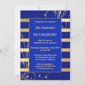 Blauer goldfarbener Streifen Einladung zur Pension (Vorderseite)