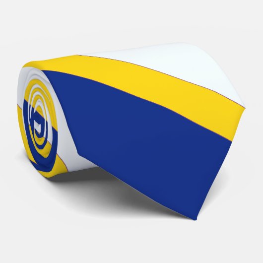 Blauer goldgelber und weißer Streifen Necktie. Krawatte (Gerollt)