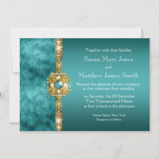 Blauer Goldhochzeit Verlobung Geburtstag Einladung (Rückseite)