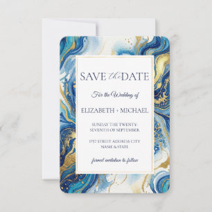 Blauer Goldmarmor  Elegante Hochzeit "Save the Dat Save The Date