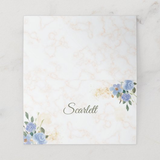 Blauer Goldmarmor geflochtene Platzkarte (Außenseite Aufgefaltet)