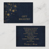 Blauer Goldschneeflocken Hochzeitsgeschenk Begleitkarte (Vorne/Hinten)