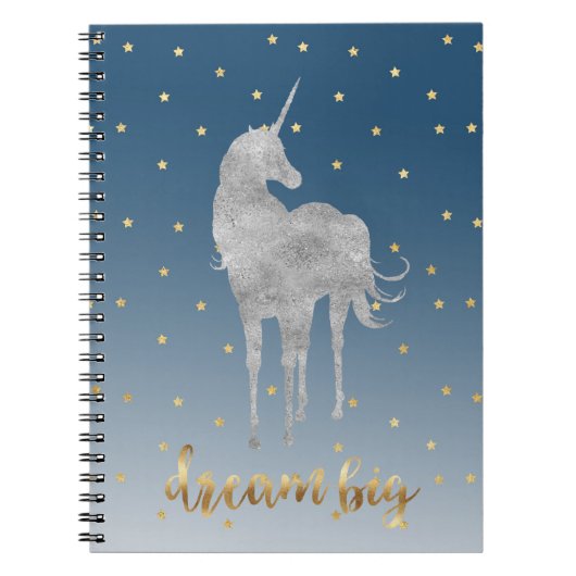 Blauer Goldtraum Sterne Einhorn Notizblock (Vorderseite)