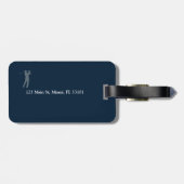Blauer Golfspieler mit Initialen Gepäckanhänger (Rückseite horizontal)