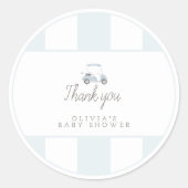 Blauer Golfwagen Runder Aufkleber (Vorderseite)