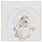 Blauer Goodnight Westie Stoff (Nahaufnahme)