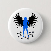 Blauer Goth Engelsknopf Button (Vorderseite)
