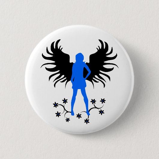 Blauer Goth Engelsknopf Button (Vorderseite)