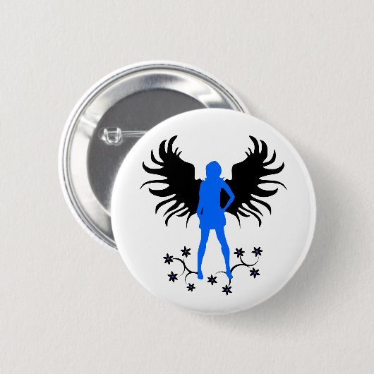 Blauer Goth Engelsknopf Button (Vorne & Hinten)