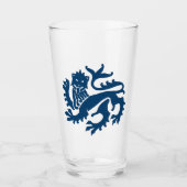 Blauer Gothic-Revival-Löwenglas Glas (Vorderseite)