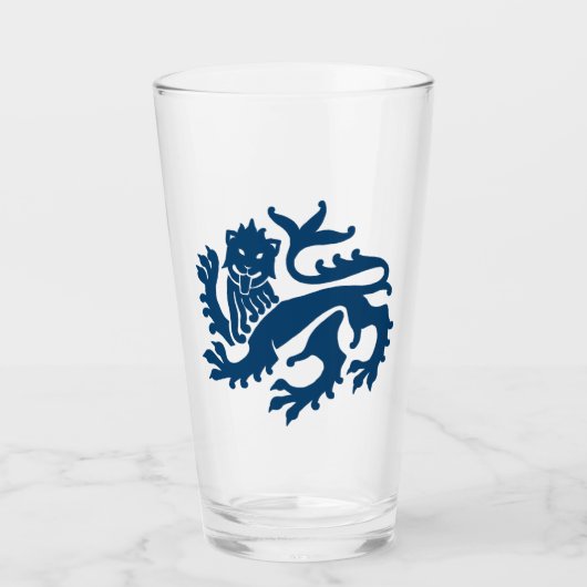 Blauer Gothic-Revival-Löwenglas Glas (Vorderseite)