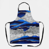 BLAUER GRABMARBLE AGATE SILVER GLITZER GLAM SCHÜRZE (Vorderseite)