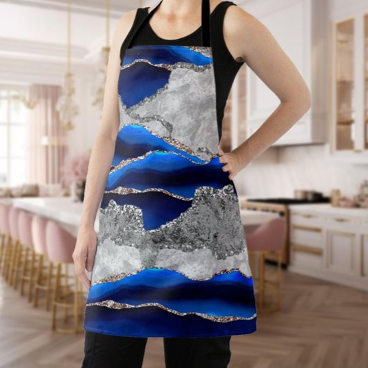BLAUER GRABMARBLE AGATE SILVER GLITZER GLAM SCHÜRZE