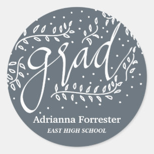 Blauer Grad Typografie Runder Aufkleber
