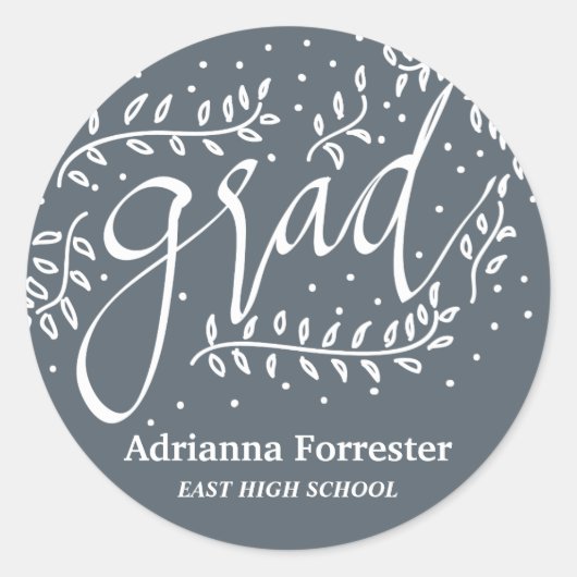 Blauer Grad Typografie Runder Aufkleber (Vorderseite)