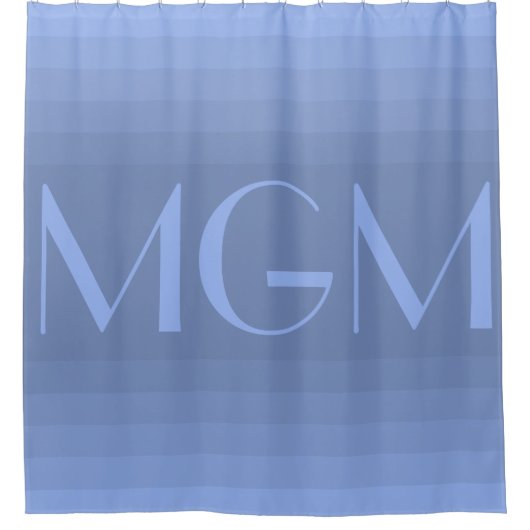 Blauer Gradation-Riesenmonogramm Duschvorhang (Vorderseite)