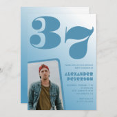 Blauer Gradient 37. Geburtstag Einladungen Männer  (Vorne/Hinten)