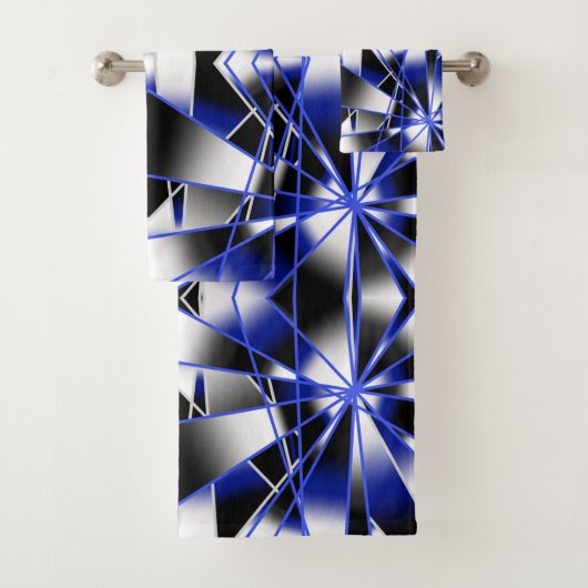 Blauer Gradient ausgefüllter mechanischer Zeichnen Badhandtuch Set (Insitu)