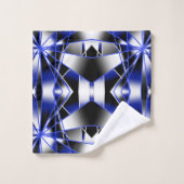 Blauer Gradient ausgefüllter mechanischer Zeichnen Badhandtuch Set (Waschlappen)