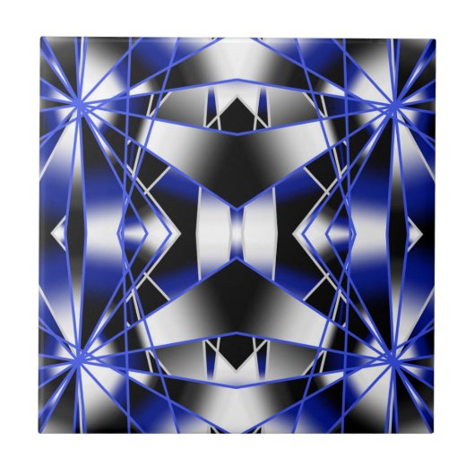 Blauer Gradient ausgefüllter mechanischer Zeichnen Fliese (Vorderseite)