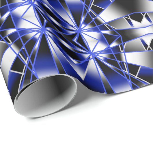 Blauer Gradient ausgefüllter mechanischer Zeichnen Geschenkpapier (Rolleneckpunkt)