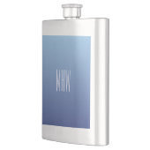 Blauer Gradient, benutzerdefinierter Monogramm-Kol Flachmann (Links)