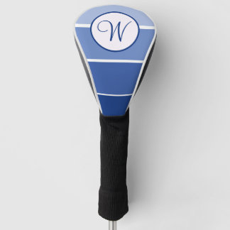 Blauer Gradient Block Modernes Monogramm Golf Headcover
