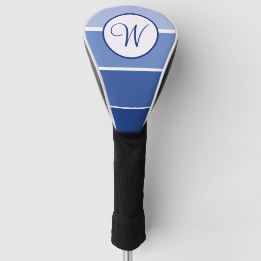 Blauer Gradient Block Modernes Monogramm Golf Headcover (Vorderseite)