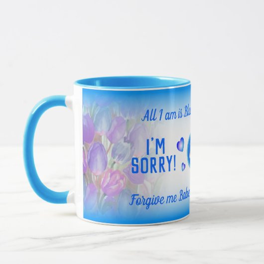 Blauer Gradient ich leid mit Pink Floral APOLOGY Tasse (Links)