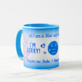 Blauer Gradient ich leid mit Pink Floral APOLOGY Tasse (Vorderseite Links)