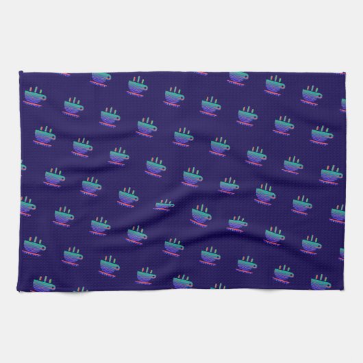 Blauer Gradient Kaffee Pause Geschirrtuch (Horizontal)