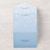 Blauer Gradient mit weißen Schneeflocken und QR-Co All In One Einladung (Außenbereich)