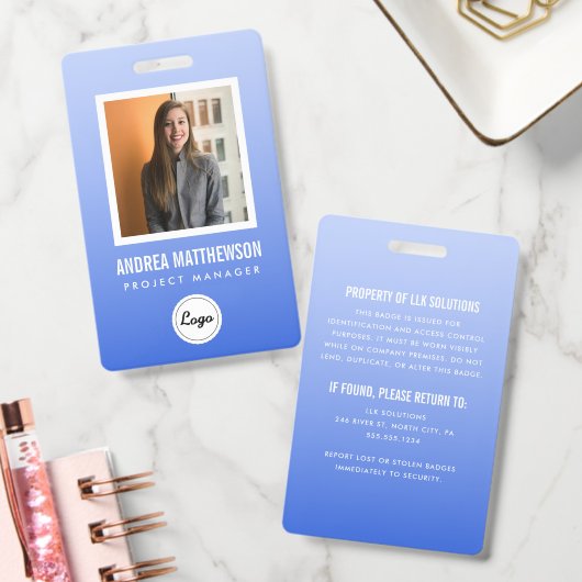 Blauer Gradient-Mitarbeiter Ausweis (Büro)