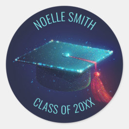 Blauer Graduationskap, Klasse 20XX Runder Aufkleber