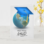 Blauer Graduierdeckel auf dem Globus Karte (Gelbe Blume)