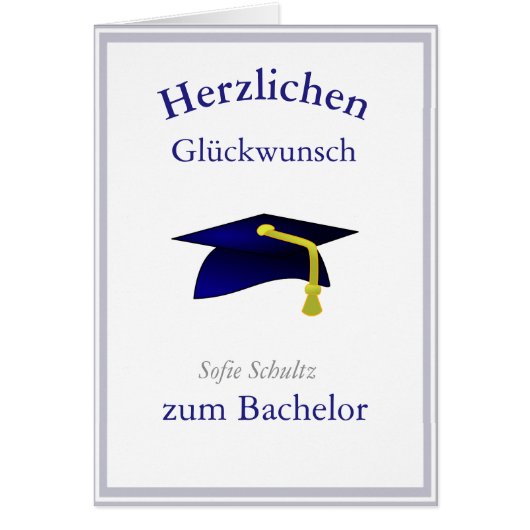 Blauer Graduierungsmütze - Glückwunsch in deutsche (Vorne)