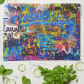 Blauer Graffiti-böser Blick Geschirrtuch (Gefaltet)