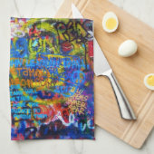 Blauer Graffiti-böser Blick Geschirrtuch (Viertel Falte)