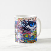 Blauer Graffiti-böser Blick Kaffeetasse (VorderseiteRechts)