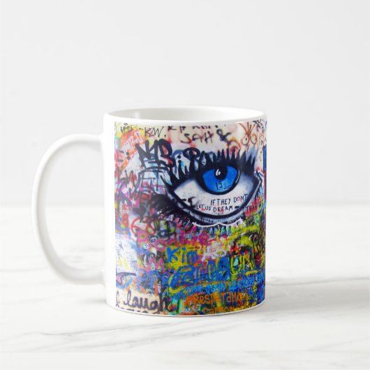 Blauer Graffiti-böser Blick Kaffeetasse (Links)